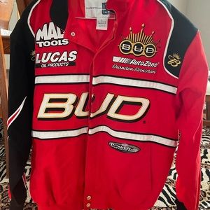Mens Budweiser drag racing jacket large. Non smoker like new.